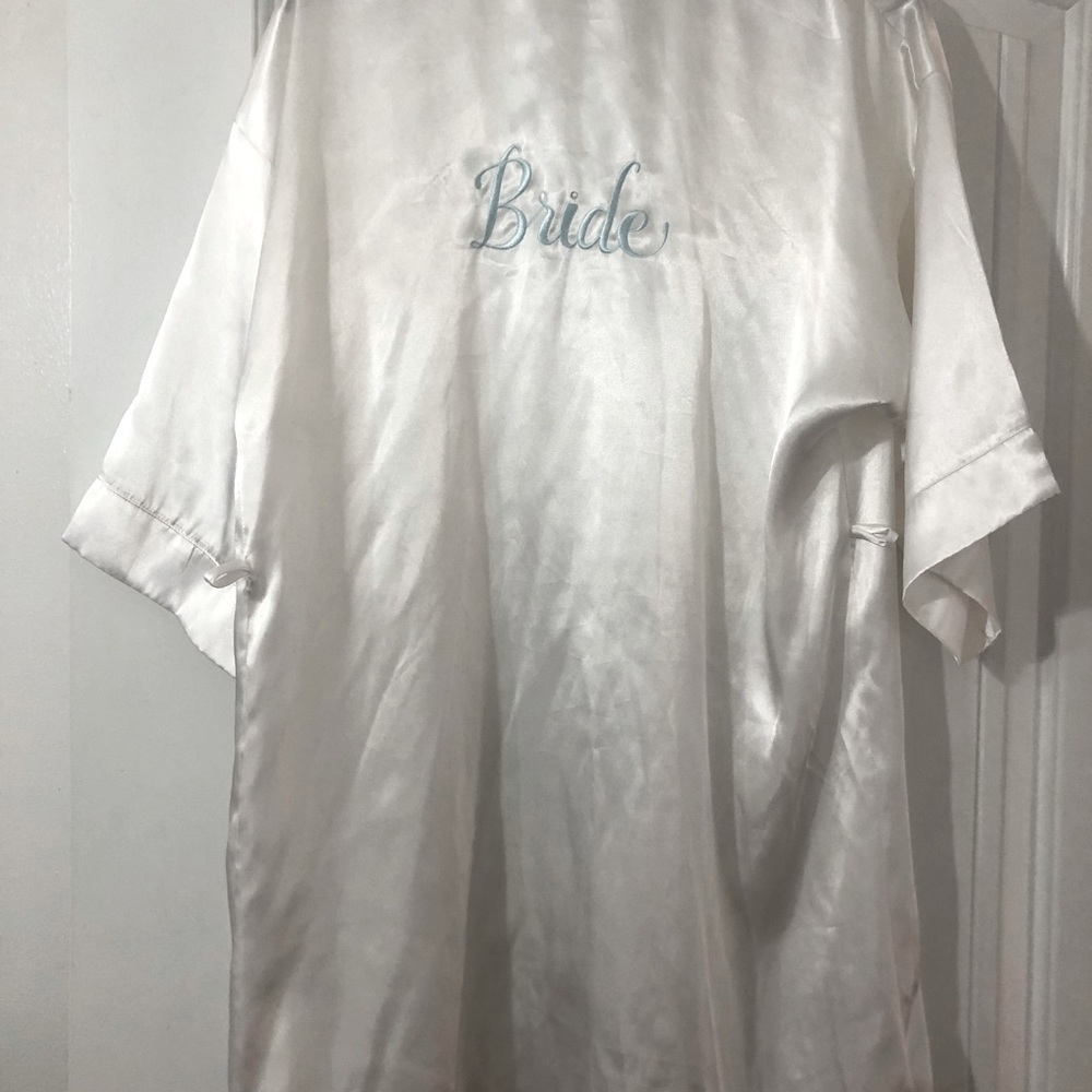 White bridal satin robe